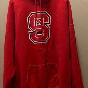 Gildan Men's Red NC State Hoodie with Bold Lettering